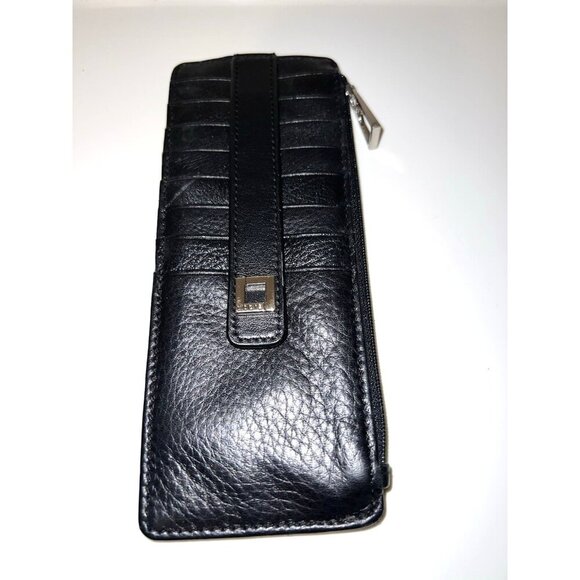 LODIS Black Leather Change ID Credit Cards Holder 7.5" X 3" - Picture 1 of 10